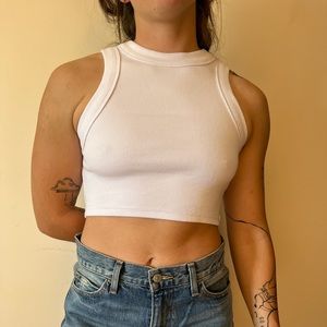 white cropped tank